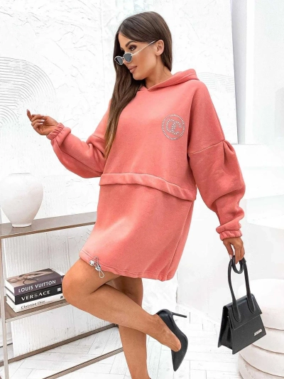 Royalfashion ženské bavlněné mini šaty s kapucí typ