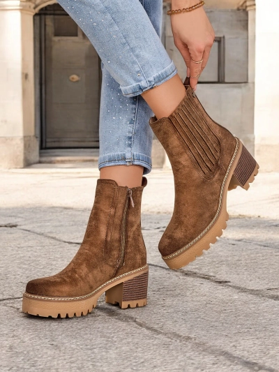 Dámske členkové topánky Royalfashion Eco-suede na pilier Segiag