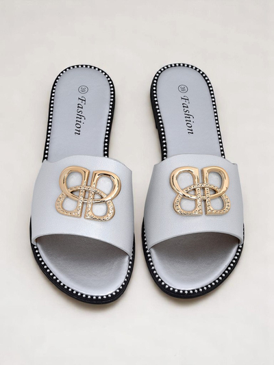 Royalfashion Ženski natikači na ravnem podplatu Aura Gold