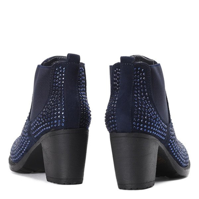 Granatowe botki z cyrkoniami Celine - Obuwie
