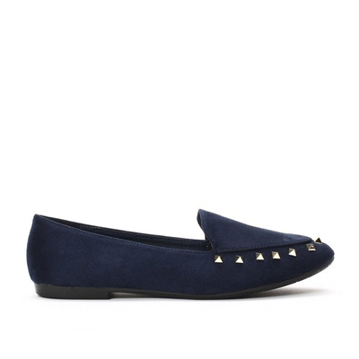 Granatowe baleriny wykonane z eko zamszu - Obuwie