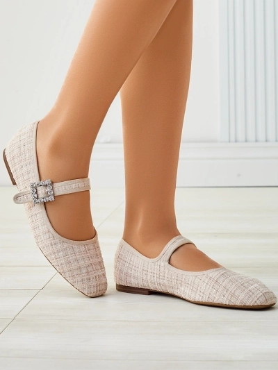 Royalfashion Dámske kockované baleríny s sponou a popruhom Riffos
