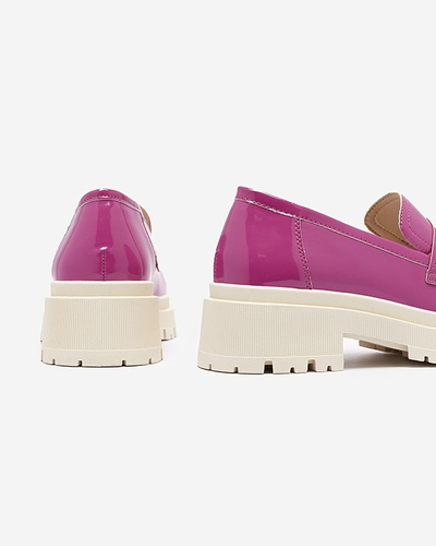 Fuksiové lakované mokasíny pre ženy Noppel - Obuv