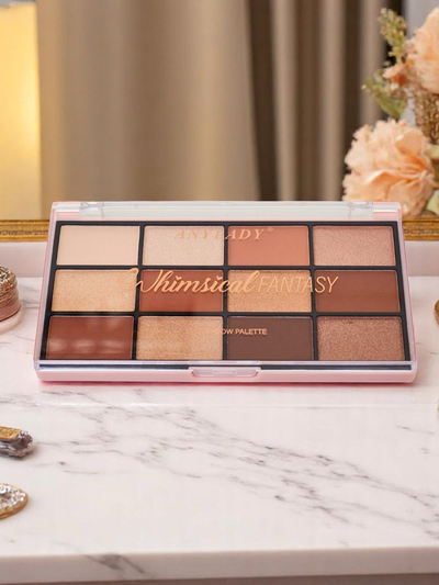 ANYLADY Paleta 12 očných tieňov s trblietavým a matným efektom Golden Chocolate Fudge