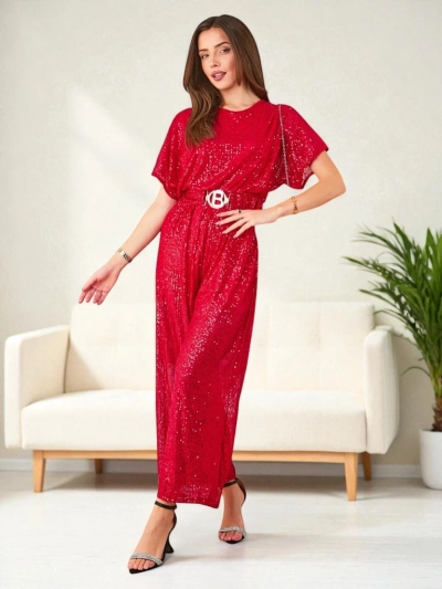Royalfashion Dlhý kombinézon pre ženy s flitrami