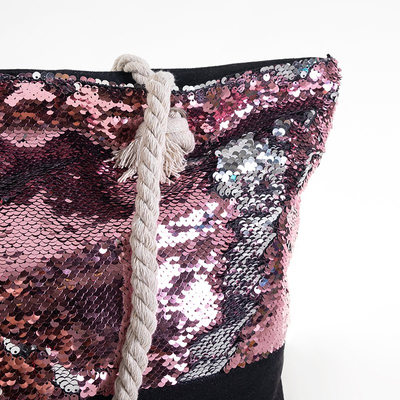 Veľká dámska taška s ružovými flitrami - Kabelky