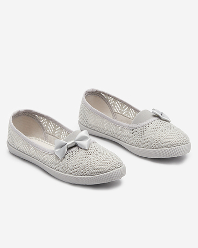 Svetlošedé dievčenské slip-on tenisky s prelamovaným zvrškom Locuni - Obuv