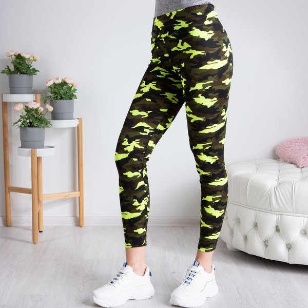 Sportovní legíny v neonově zelené kameni - Kalhoty 1