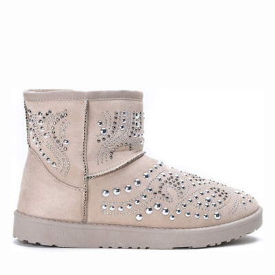Beżowe mukluki z dżetami Elliot- Obuwie