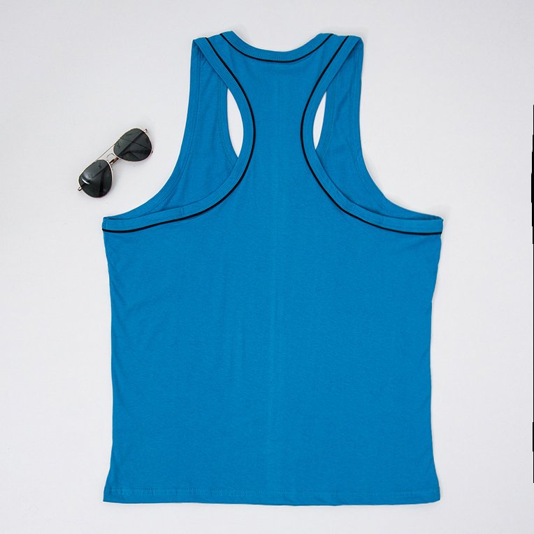 Pánske tyrkysové bavlnené tričko bez rukávov - oblečenie