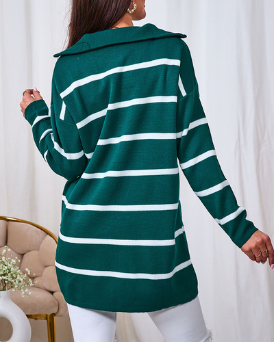 Royalfashion Dámsky zelený sveter s nezapnutým rolákom