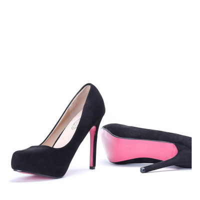 Czarne czółenka na szpilce wykonane z ekologicznego zamszu Elina-Obuwie