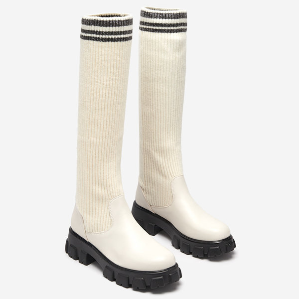 OUTLET Vysoké slip-on čižmy vo farbe ercu Alerpi- Obuv