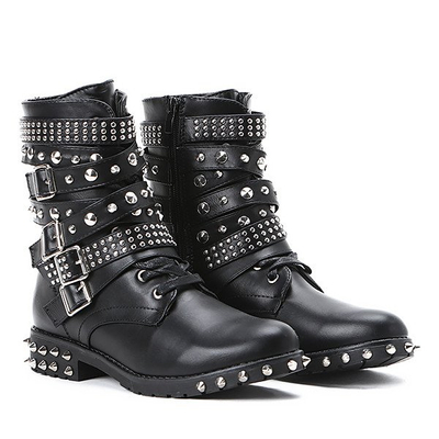 Czarne workery z ćwiekami Alex - Obuwie