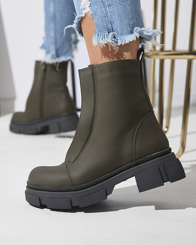 Dámske zateplené tmavozelené vysoké čižmy Slovys- Obuv