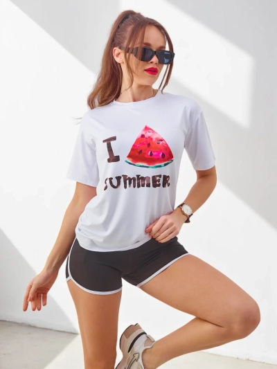 Royalfashion Dámsky športový set s tričkom a šortkami Melón