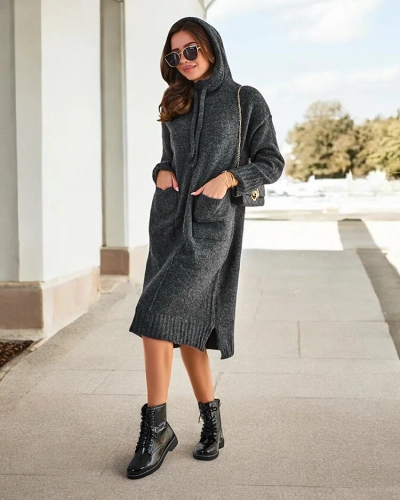 Royalfashion Dlhý sveterový šaty pre ženy