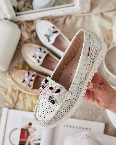 Royalfashion Dámske korálkové ažurové mokasíny Nasfali