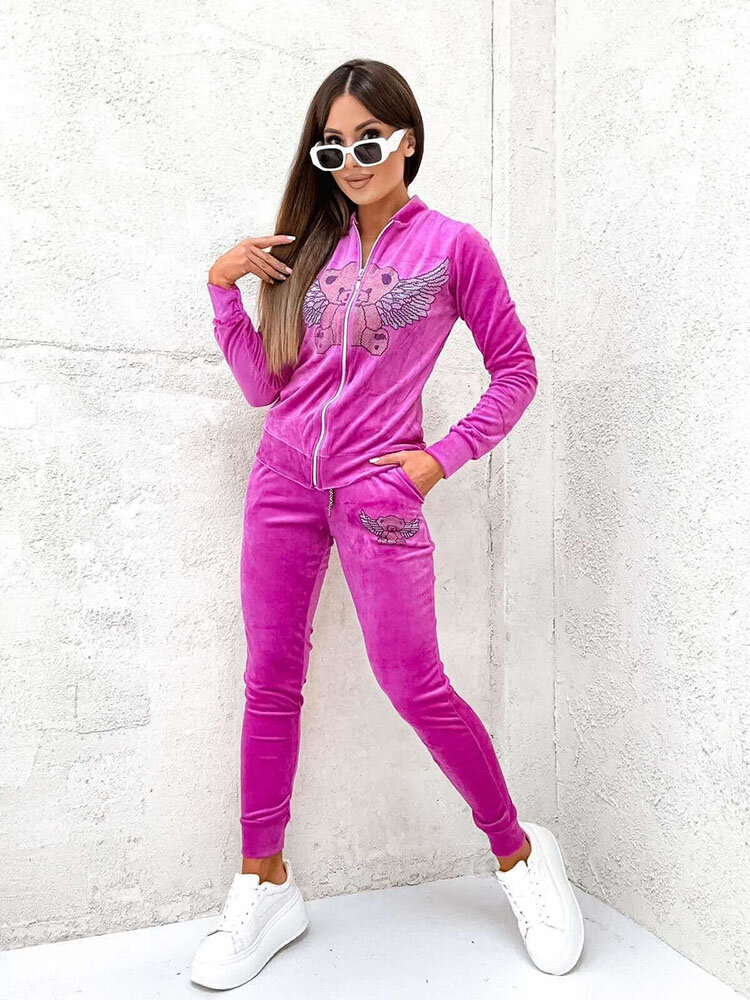 Royalfashion Šedá dámska pruhovaná mikinová súprava