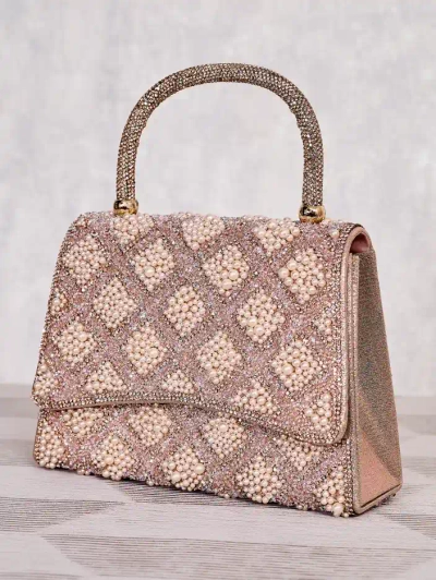 Royalfashion Malá dámska kabelka so zirkónmi a perlami
