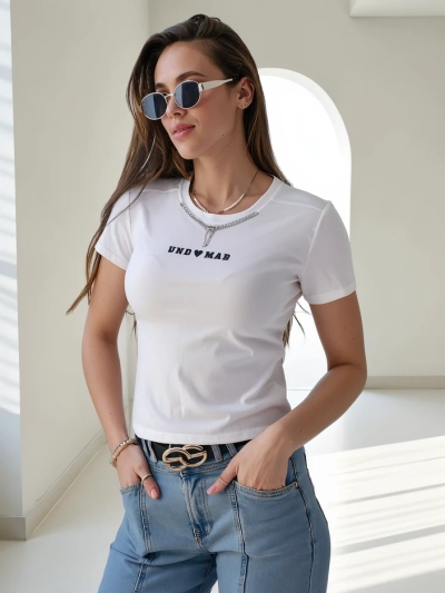 Royalfashion Dámske bavlnené crop top s potlačou