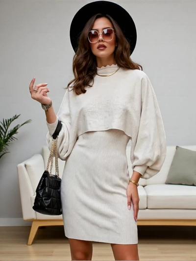 Royalfashion Dámsky komplet so svetrom a šatami