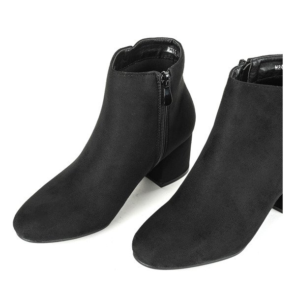 Czarne botki na słupku Mimosa - Obuwie