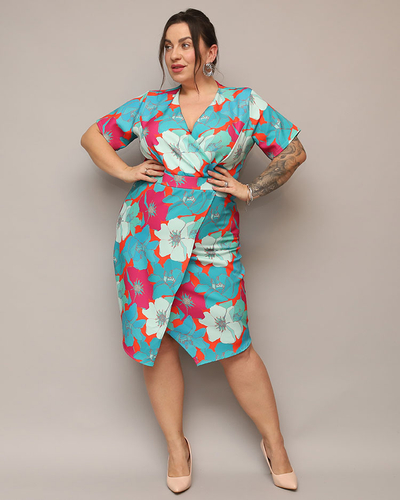 Royalfashion Dámske šaty z kvetinovej látky PLUS SIZE