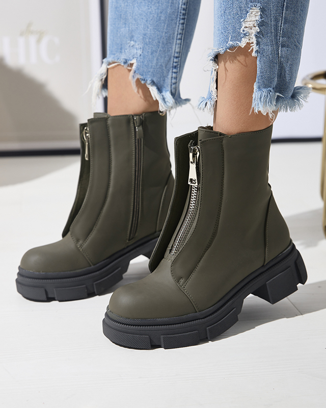 Dámske zateplené tmavozelené vysoké čižmy Slovys- Obuv