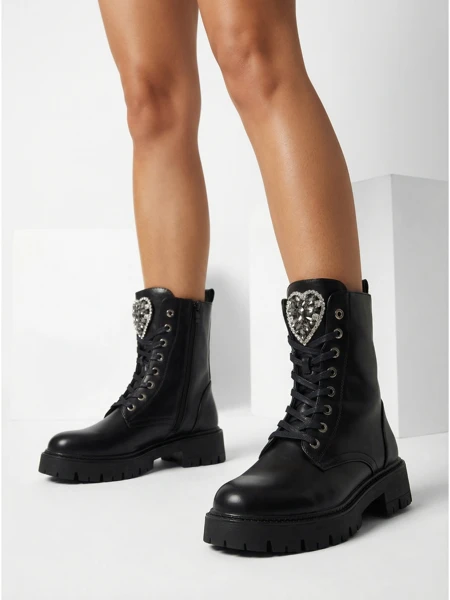 Ženski Gležnarji Luna Črni Usnjeni Elegantni za Jesen