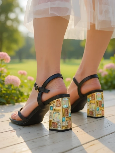 Royalfashion Bleščeči ženski sandali Crystal Charm
