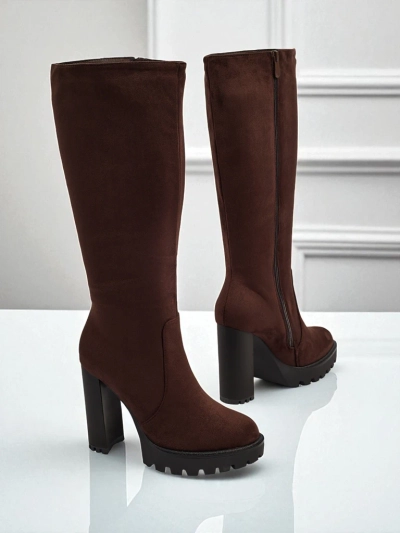 Ženski eko semiš škornji s stebričasto peto GaleNest