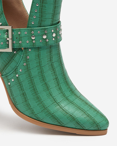 Zelené členkové čižmy s výrezmi a prackami Masieo - Obuv