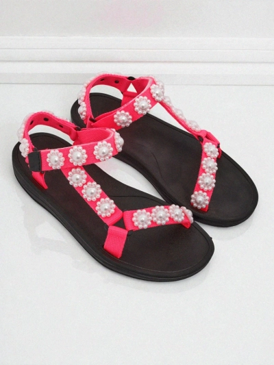 Sandali Livia Rosa – Udobni ženski sandali Royalfashion z bisernimi okrasnimi kamenčki