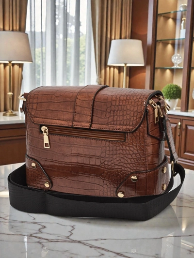 Ženska Torbica Flora Rjava Usnjena Elegantna za Vsak Dan