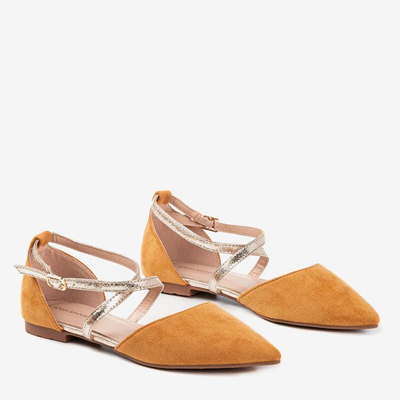 Hnedé dámske baleríny s plochým podpätkom od Vosia - Obuv