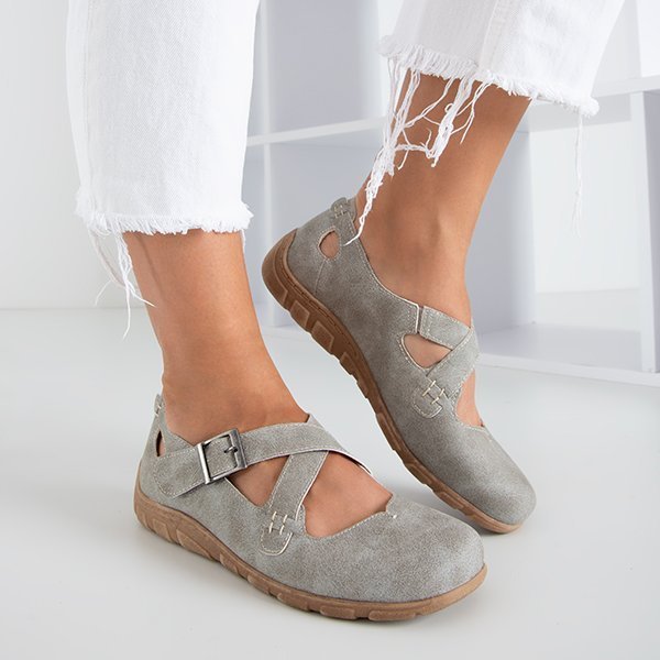 Svetlosivé dámske topánky so zapínaním na suchý zips Grazena - Obuv