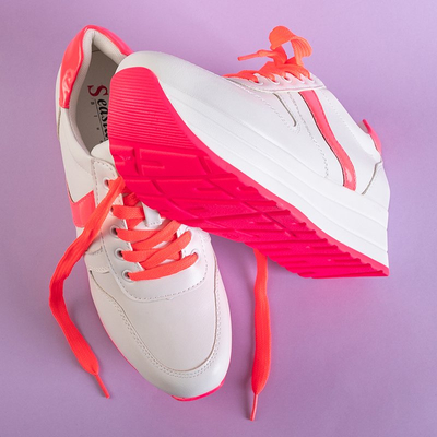 Biele a ružové športové tenisky pre ženy na platforme Dahn - Obuv