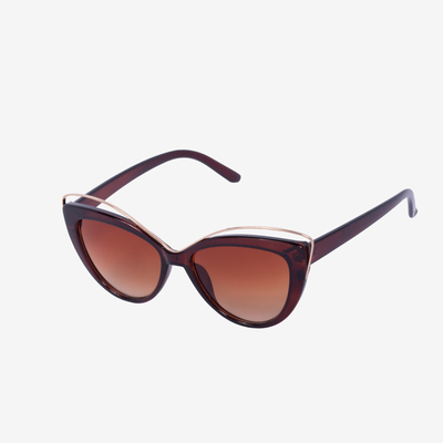 Hnedé dámske slnečné okuliare s kovovým ornamentom - doplnky