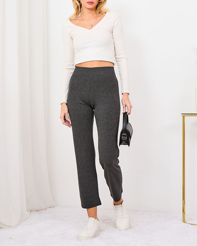 Royalfashion Šedé dámske látkové nohavice