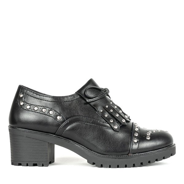 Čierne poltopánky na hrubom stĺpiku Colorado - Obuv