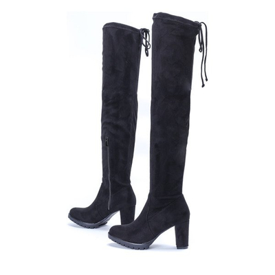 Czarne kozaki na słupku Lua - Obuwie