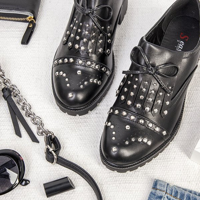 Čierne poltopánky na hrubom stĺpiku Colorado - Obuv