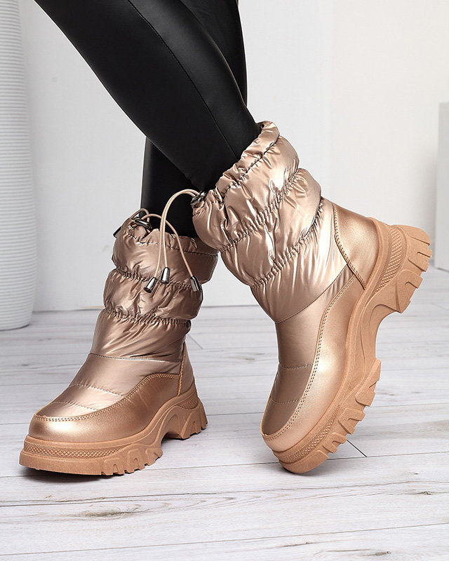 OUTLET Ružovo-zlaté dámske prešívané snehule Dessi - Obuv