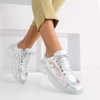 OUTLET Strieborná dámska športová obuv s flitrami Polja - Obuv