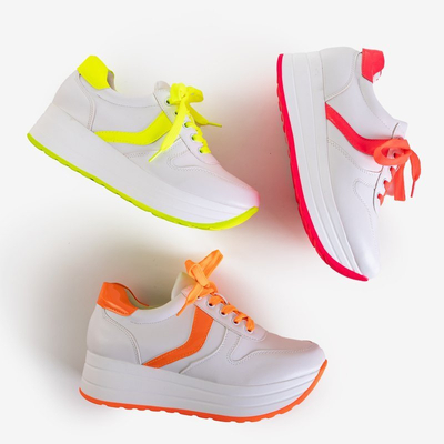 Biele a žlté športové tenisky pre ženy na platforme Dahn - Obuv