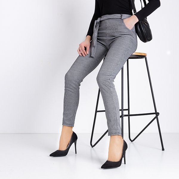 Dámske zateplené šedé nohavice chrtstooth - Oblečenie