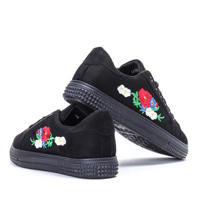 Czarne tenisówki z haftem Allison - Obuwie