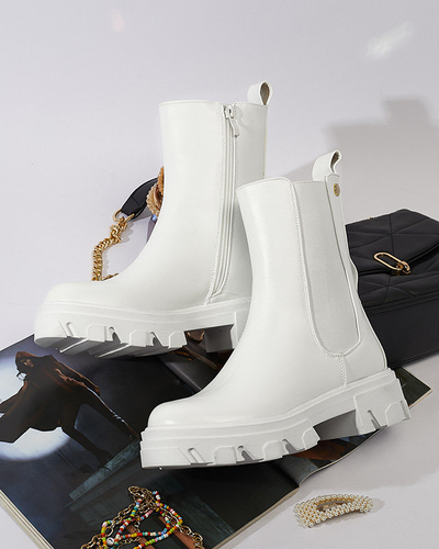 OUTLET Dámske vysoké čižmy v bielej farbe Vyvieva- Obuv