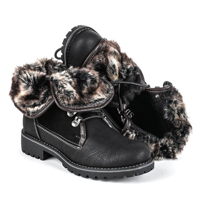 Čierne čižmy s vyhrňovacím hriadeľom Briathos - Obuv